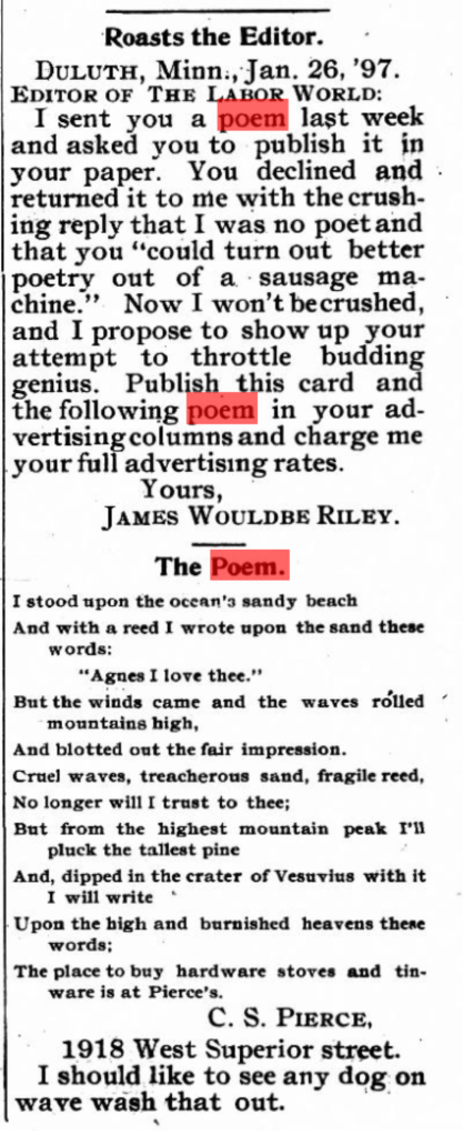 Duluth Labor World - Roasts the Editor