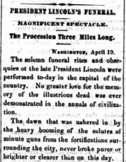 President Lincoln Funeral Newspaper Article - Saint Cloud Democrat